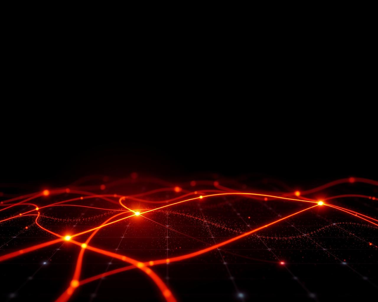 Rede de fibra óptica conectando nós digitais